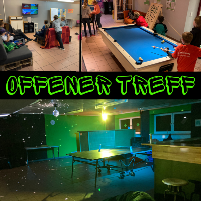 Offener Treff: Komm vorbei und lerne neue Leute kennen! Zum ratschen, spielen, kickern, Billard und vieles mehr